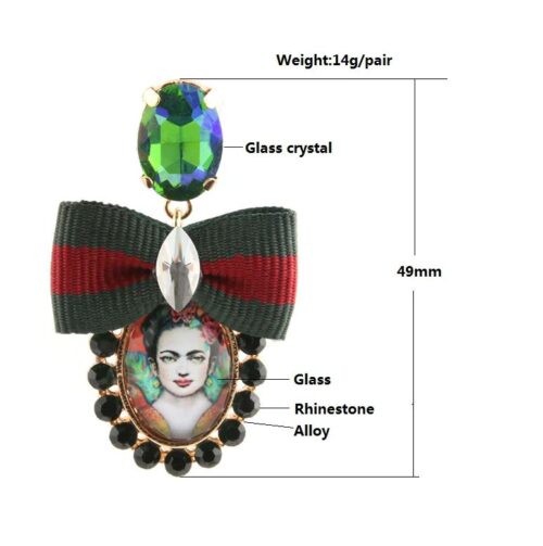 Frida Kahlo Earrings With Leopard Bow - Image 4