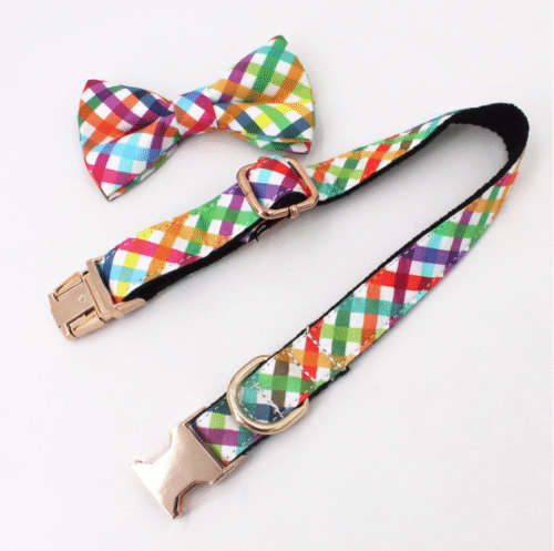 #1 The Colorful Plaid Bow Tie Dog Collar, Pet Collar, Cat Collar - Image 5