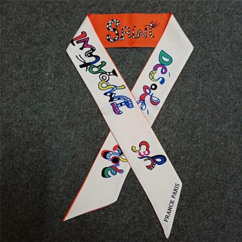 French Artist Lettered "Yes, Important Love" Skinny Scarf - Image 2