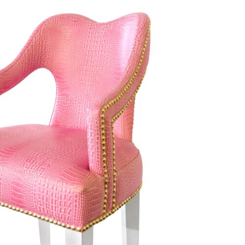 Pink Florida Gator Designer Barstool w/ Nailheads - Image 9