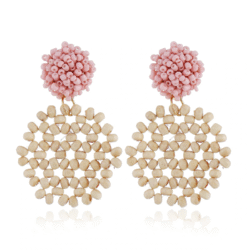 Handmade Dominican Republic Rattan Palm Seed Beaded Earrings