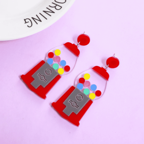 Bubble Gum Machine Acrylic Earrings - Image 4