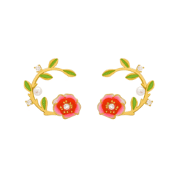 French Retro Floral Leaf Stud Earrings