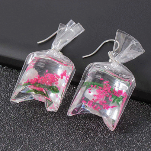 Nurture Earth - Quit Littering Acrylic Flower Bag Earrings - Image 4