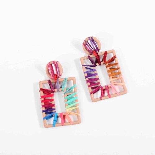 Thread Winding Geometric Earrings Inspired by Lin Tianmiao - Image 2