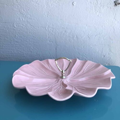 Vintage Pottery Pink Cabbage Tray Serving Dish With Handle - Image 6