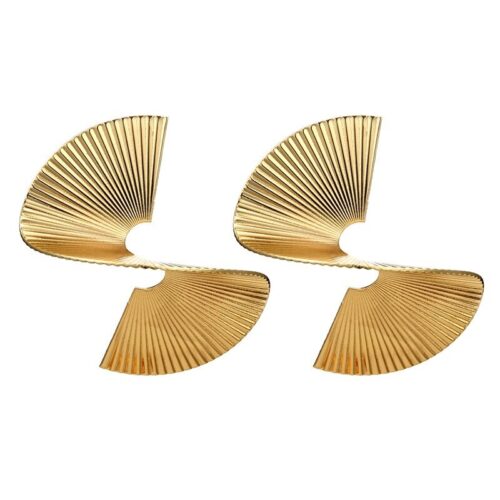 Fine Fan Twisted Retro Gold Sculpture Earrings