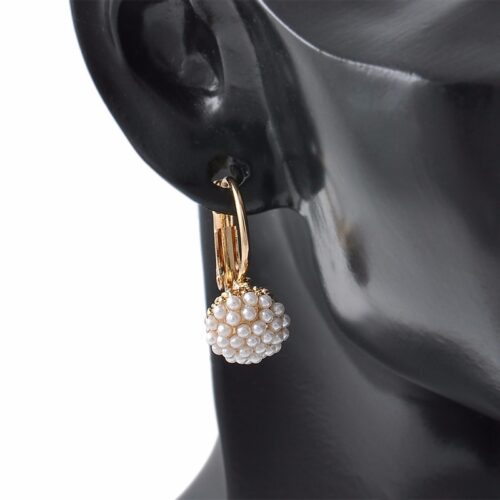 Oceanic Audrey Mini Mesh Pearl Earrings w/ Lever Back Clasps - Image 5