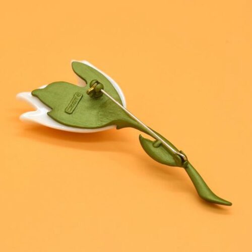 Versailles White Tulip Parisian Iron Brooch Pin - Image 4