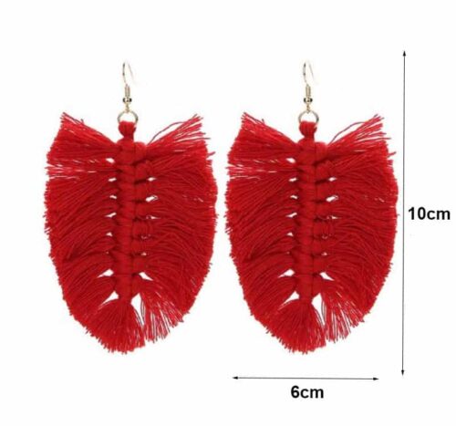 Bohemian Tassel Earrings | Red Tassel Earrings | Blue Tassel Earrings | Boho Tassel Earrings - Image 3