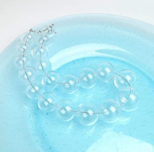 Handmade Glass Ball Bubbles Clear Choker Necklace - Image 5