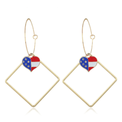 patriotic earrings, american flag earrings, heart usa earrings, heart earrings, wire earrings. hoop earrings