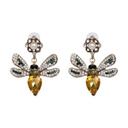 Honey Bee | Dangling Crystal Vintage Bee Earrings w/ Pearl