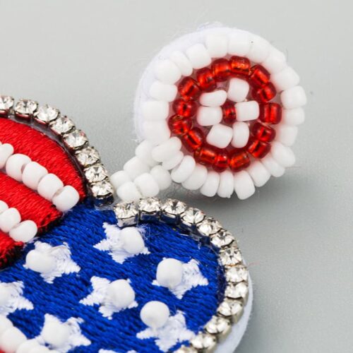 Handmade American Flag Earrings | USA Bead Earrings - Image 3