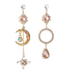 Over The Moon | Vintage Crystal Moon Asymmetric Earrings
