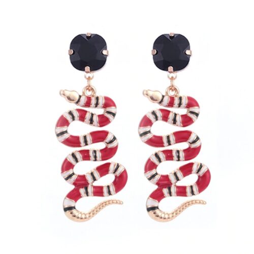 #1 Exotic Sly As a Snake | Red, White, Black Snake Earrings