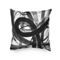 Abstract Black w/ A Few Shades of Grey Painted Fabric