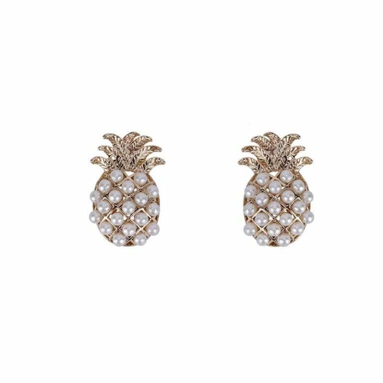 White Pearl Pineapple Earrings-2
