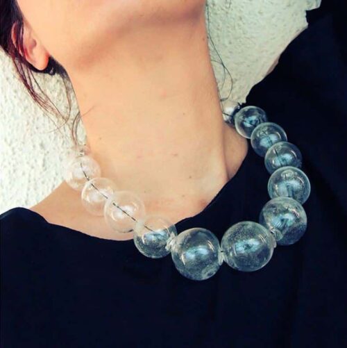 Handmade Glass Ball Bubbles Clear Choker Necklace - Image 6
