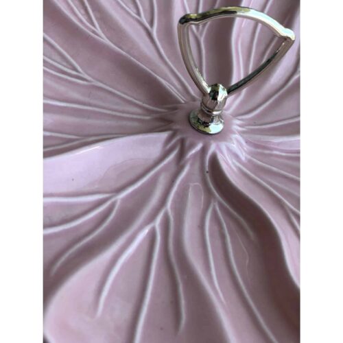 Vintage Pottery Pink Cabbage Tray Serving Dish With Handle - Image 7