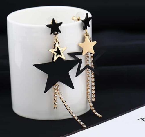 Star Spangled Rockstar Dangle Pentagram Crystal Earrings - Image 5