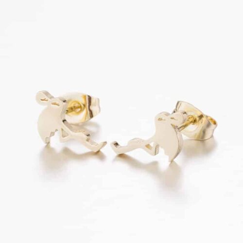 Cute Flamingo  #1 Gold Stud Earrings for Little Girls - Image 3