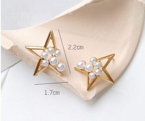 Pearl Star Designer Asymmetrical Stud Earrings - Image 6