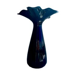 Mid-Century Modern Flared Tall Black Glass Vase