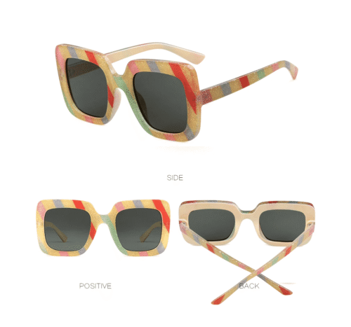 Designer Colorful Stripe Sunglasses - Image 4