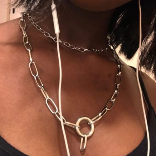 Double Chunky Chain Necklace Choker (Gold) - Image 3
