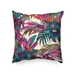 Caribbean Paradise Meets African Safari Tropical Leaf Leopard Fabric