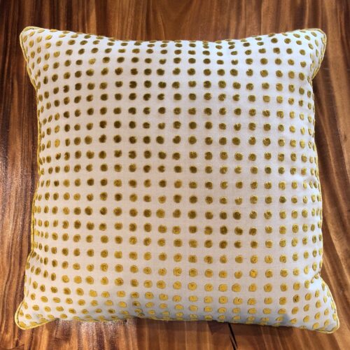 Golden Velvet Dot Pillow With Down Insert - Image 5