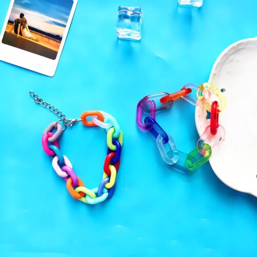 Colorful Rainbow Handmade Chain Candy Bracelet - Image 5