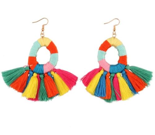 #1 Burano Tassel Fringe Handmade Earrings | Colorful Earrings - Image 2
