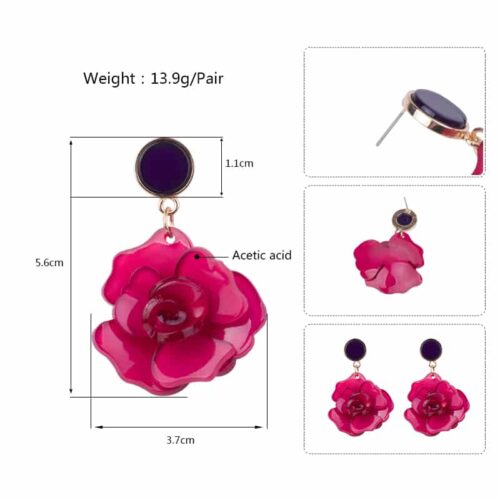 2 Roses A Day Acrylic Beautiful Handmade Earrings | Rose Earrings - Image 5