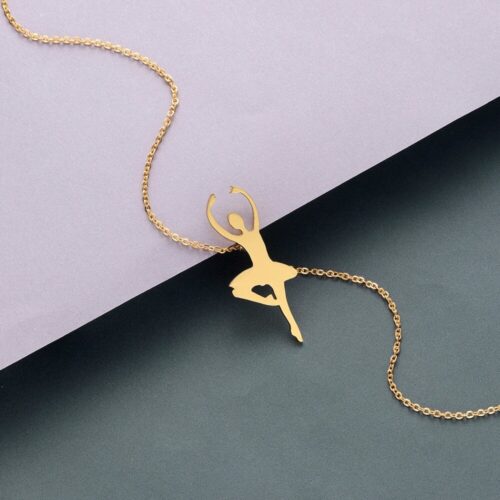 14KT Gold Plated Ballerina Ballet Dancer Necklace - Image 2
