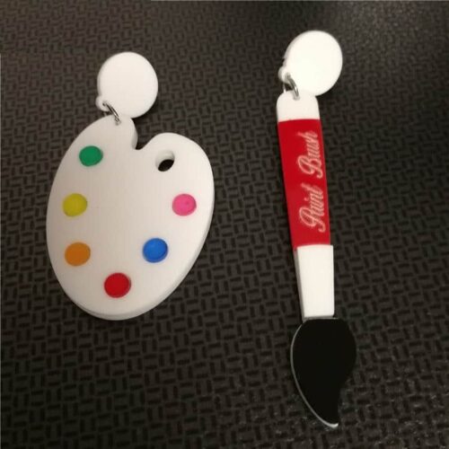 Art Basel Miami Artist Palette and Paint Brush Earrings | Gift for Artist | Earrings for Artist - Image 4