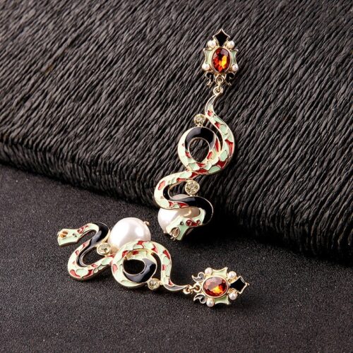 Artistic Baroque Snake Drop Hand-painted Enamel Earrings | Exquisite Snake Earrings | Exotic Earrings - Image 4