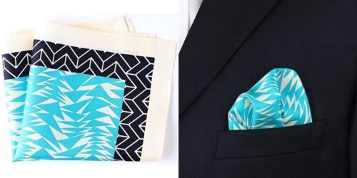 100% Silk Geometrical Pocket Square Handkerchief - Image 2