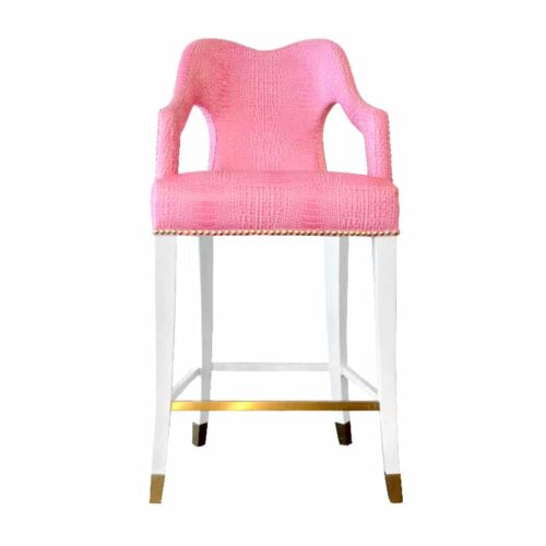 Pink Florida Gator Designer Barstool w/ Nailheads