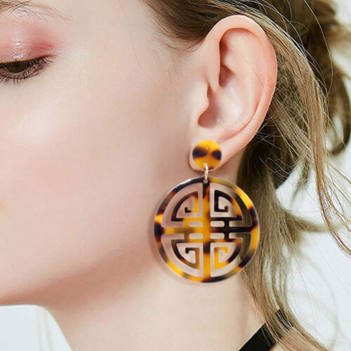 Beautiful Circle Your Life w/ Longevity, the #1 Key To Success | Tortoise Shell Earrings - Image 2