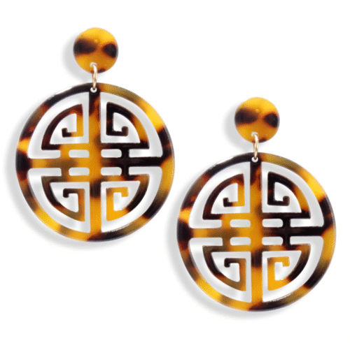 Beautiful Circle Your Life w/ Longevity, the #1 Key To Success | Tortoise Shell Earrings