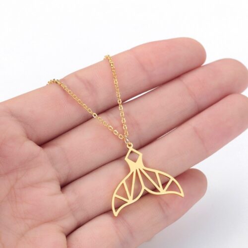 Beautiful Geometric #1 Mermaid Tale Gold Necklace - Image 4