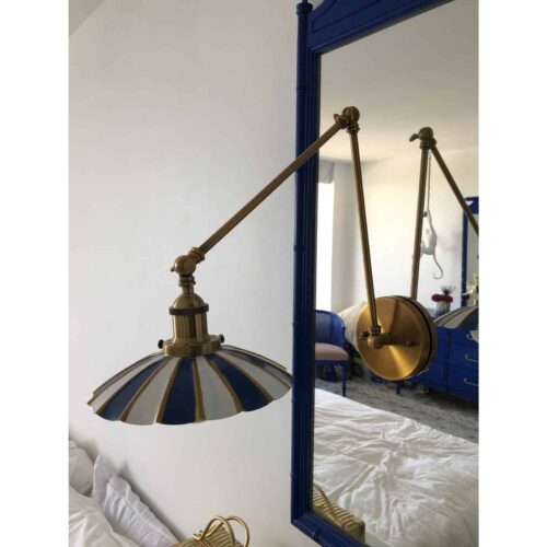 Custom Chinoiserie Swing Arm Lamp on Bali Hai Pagoda Mirror - Image 3