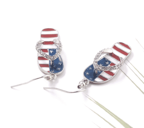 Freedom & Flip Flop American Flag Earrings 4th of July Earrings - Image 4