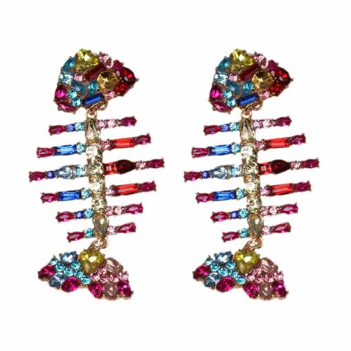 Rainbow Rhinestone Fish Earrings - Image 2