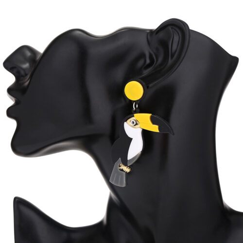 Toucan Too | Black & Yellow Handmade Acrylic Earrings - Image 3