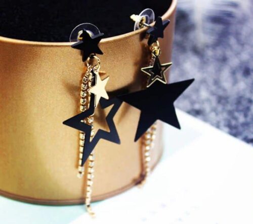 Star Spangled Rockstar Dangle Pentagram Crystal Earrings - Image 6