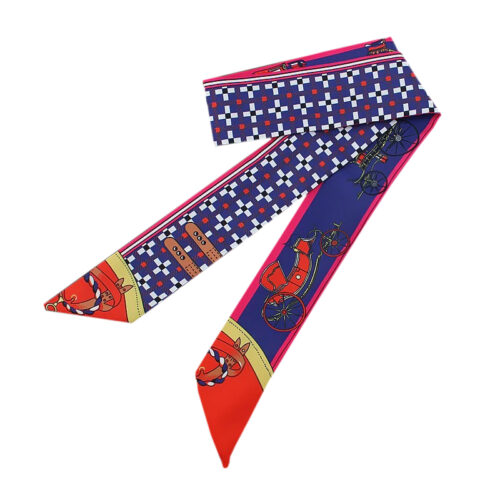 Carriage Coach Hair Tie Scarf Coach Scarf Unique Hatband HANDBAG SCARVES, Hair TIES Ponytail Tie Silky Hair Tie Carriage Design Skinny Scarf - Image 2