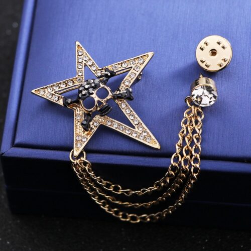 Rockstar Life | Star & Skull Chain Brooch - Image 5